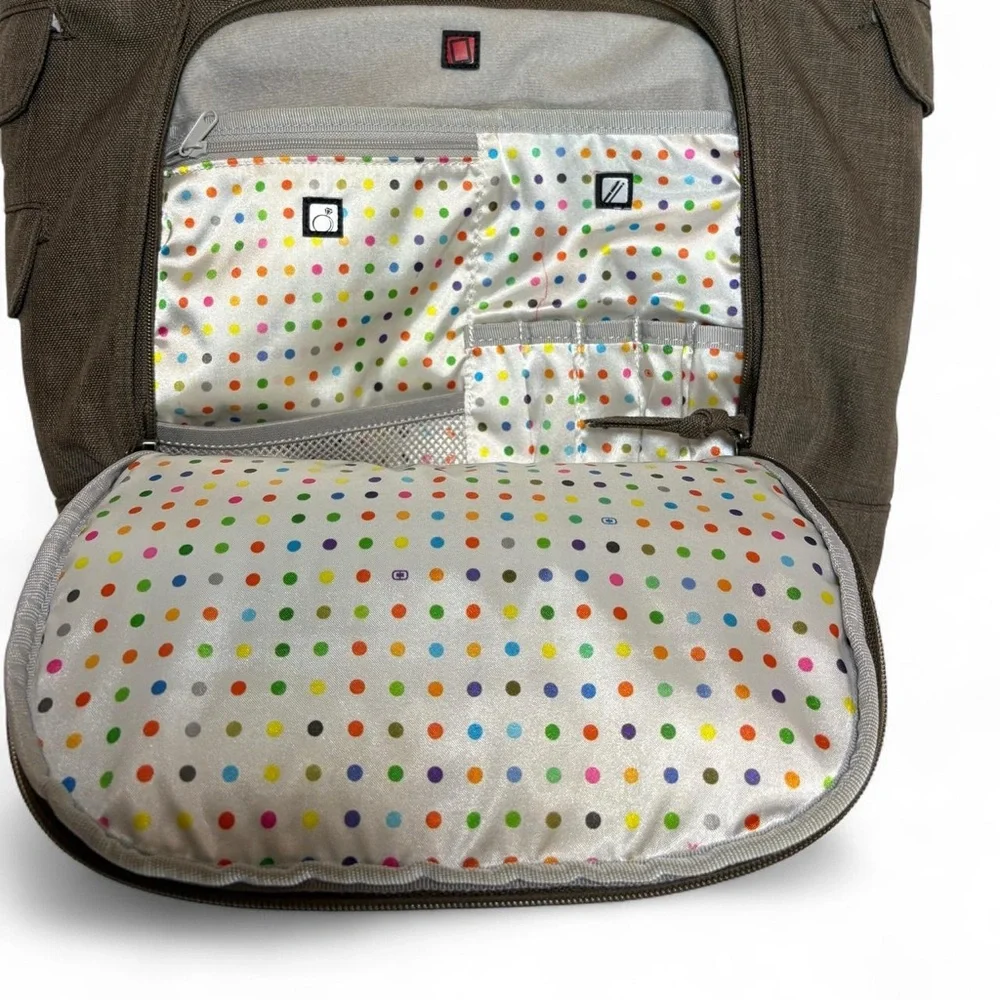 Ogio Hamptons laptop tote bag in brown/terra color w/ polka dot lining
